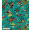 Different species of dinosaurs on a dark teal cotton fabric - Craft Cotton Co