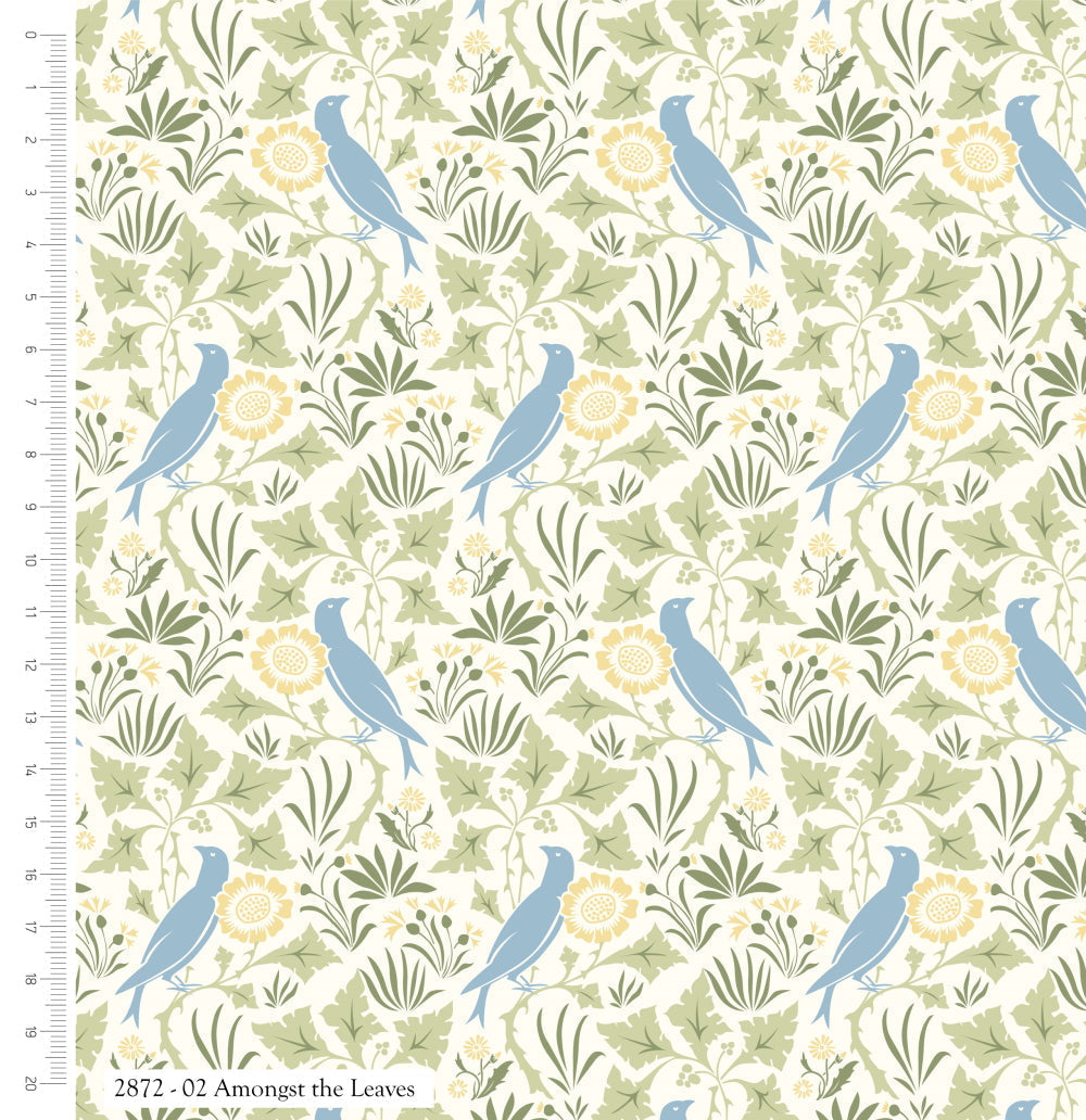 Meadow flowers on cream 100% cotton fabric - Voysey Birds in Nature