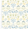 White birds and trees 'The Lerena' on light blue 100% cotton fabric - Voysey Birds in Nature