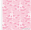 Princess castle in the clouds on a pink cotton fabric - Craft Cotton Co