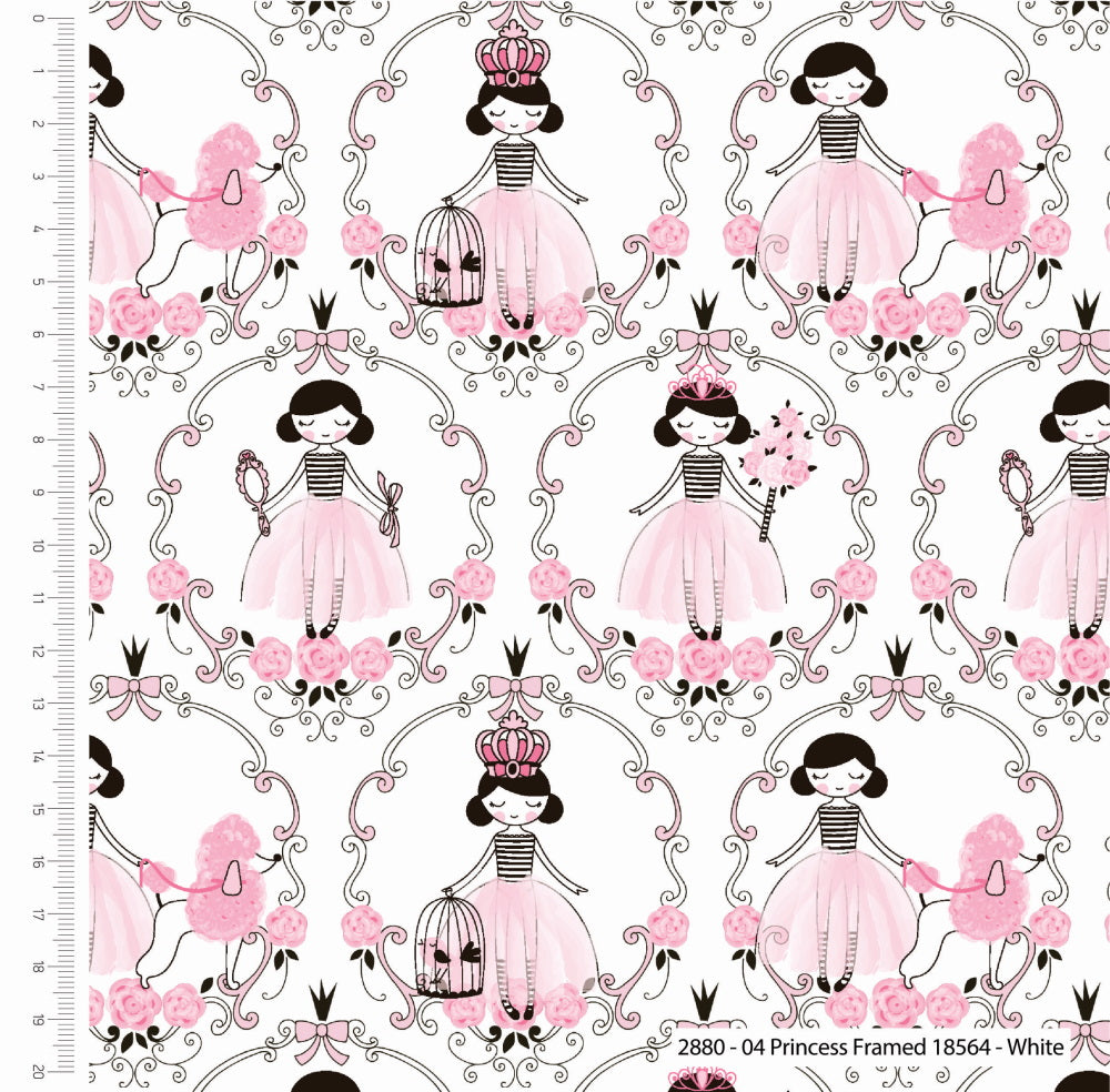 Princess Carriage Unicorn on Pale Pink cotton fabric - Craft Cotton Co