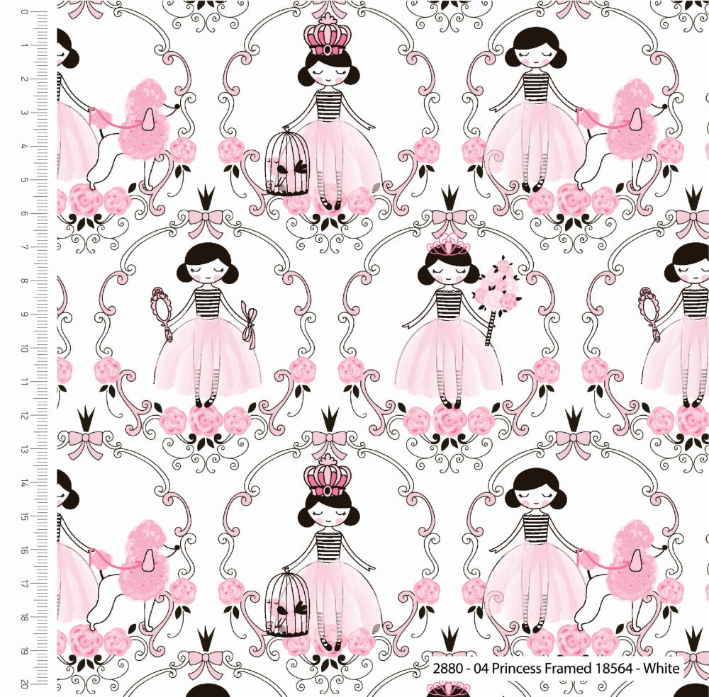 Princess Castle in the clouds stars on Pink cotton fabric - Craft Cotton Co