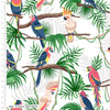 brightly coloured parrots on a white cotton fabric - Gone Wild by CraftCottonCo