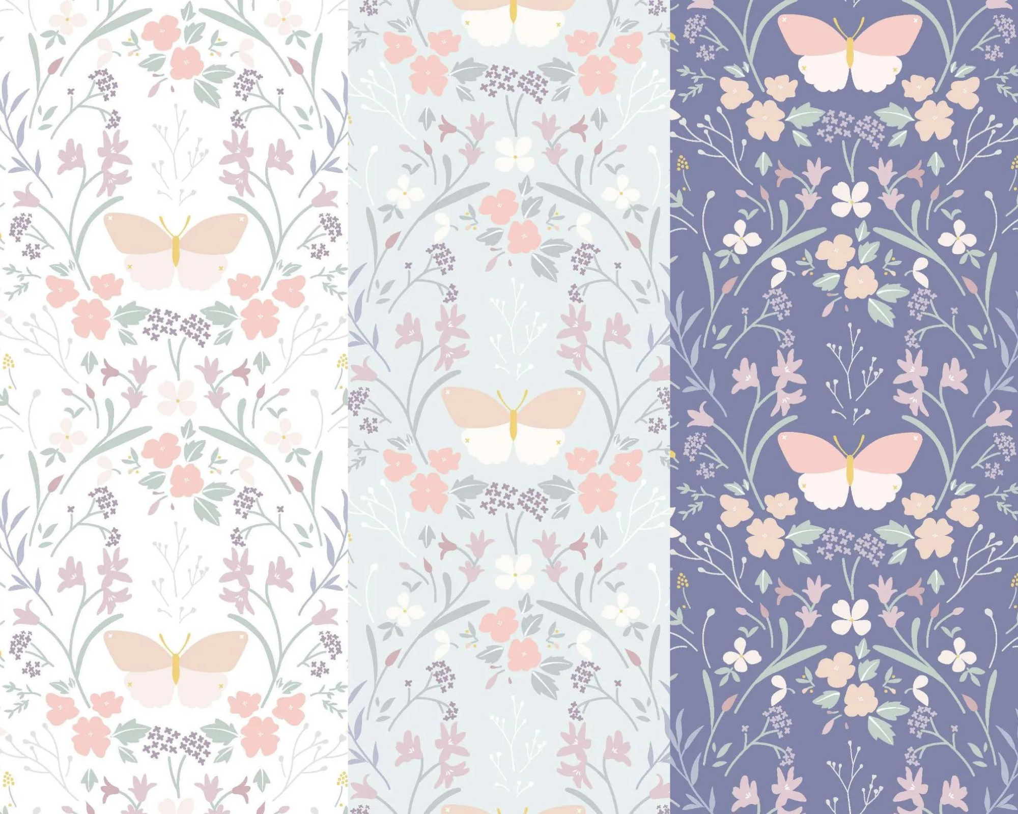 Petals Flowers on purple cotton fabric - Lewis & Irene
