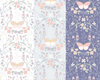 Floral Butterflies on purple cotton fabric - Lewis & Irene