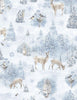 Snowflakes on blue cotton fabric - Woodland Frost - Wilmington