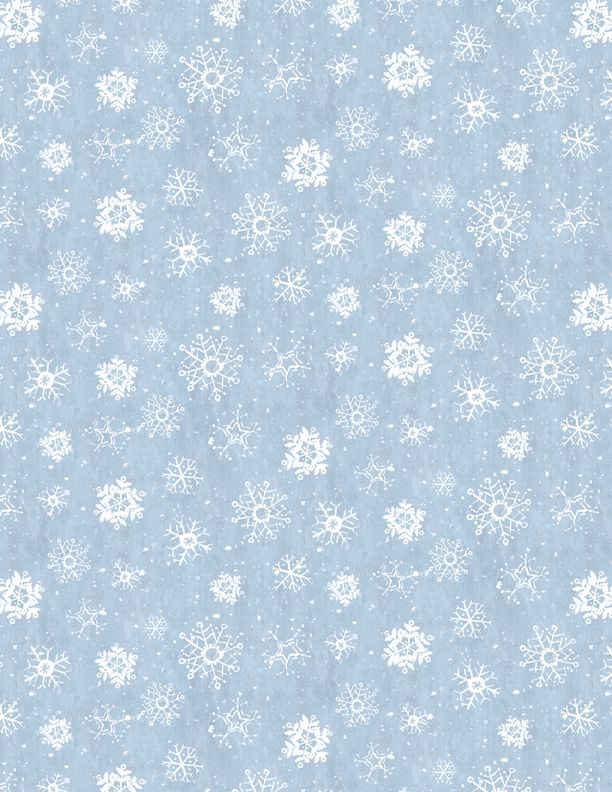 Snowflakes on blue cotton fabric - Woodland Frost - Wilmington