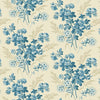 Blue floral rose bouquets on a cream cotton fabric - Blue Escape by Laundry Basket Quilts