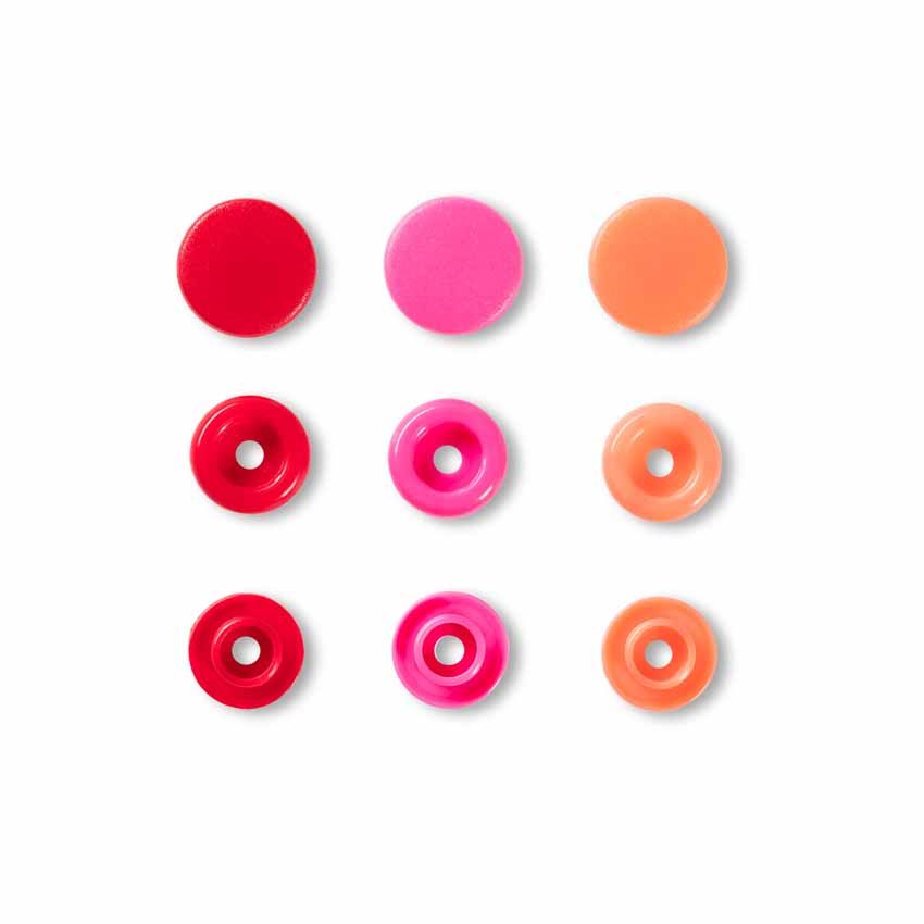 Prym Love 30 colour snaps round pink/red/peach