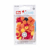 Prym Love 30 daisy shaped snaps in red, yellow and orange