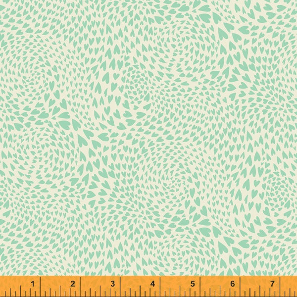 Tiny green hearts on a cream cotton fabric - Eden by Windham Fabrics