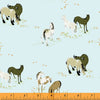 Pale blue 100% cotton fabric with horses - West Hill by Windham Fabrics