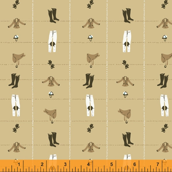 Map on palest peach cotton fabric - 'West Hill' Windham Fabrics