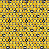 Honeycomb on yellow cotton fabric with little bees in some of the combs - Makower 