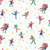 Skaters on ice on teal cotton fabric - Skaters by Makower