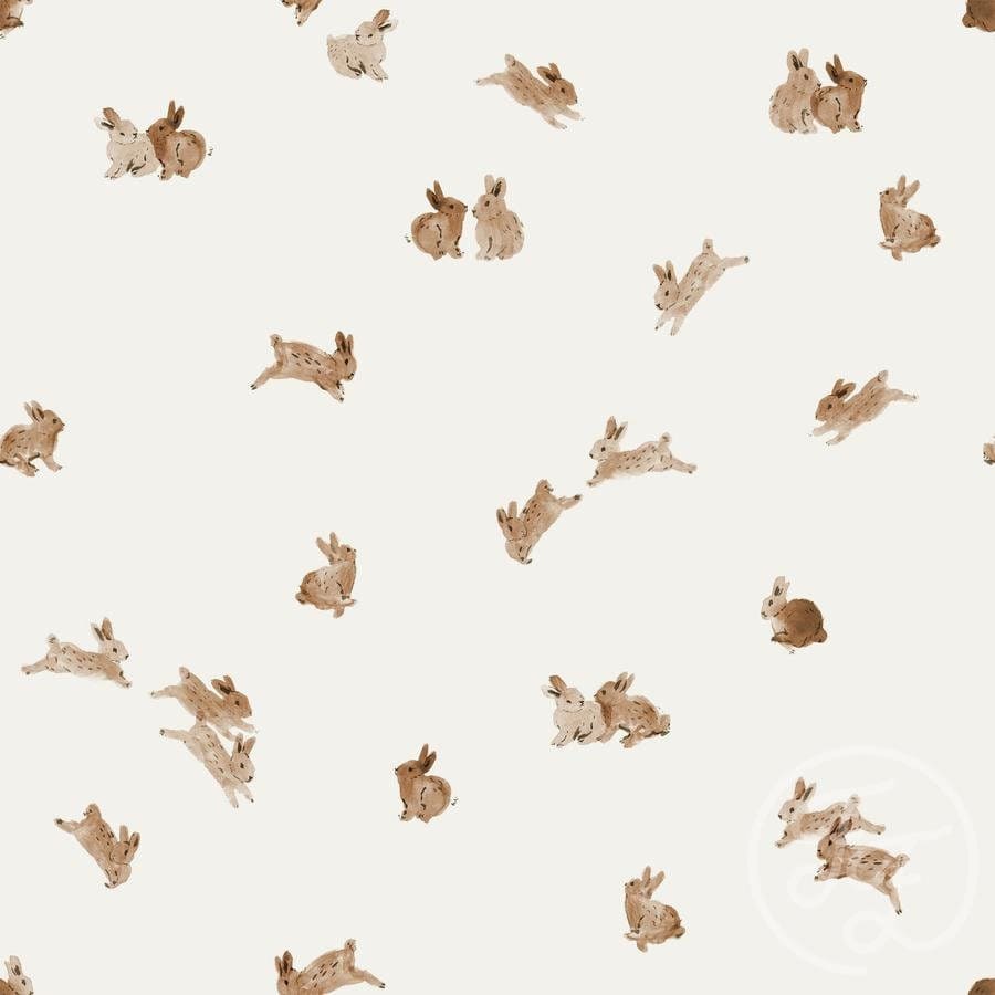 Fabric 80cm piece Family Fabrics organic beige bear jersey baby stretch knit cotton fabric