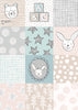 Load image into Gallery viewer, Bunny and Bear patches Yellow Teal 100% cotton fabric - Bella Bunny &amp; Bear by Lewis &amp; Irene