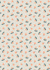 Floral Damask on Navy cotton fabric - Folk Floral by Lewis & Irene