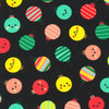 Brightly coloured baubles on a black cotton fabric - Merry Cheer by Robert Kaufman