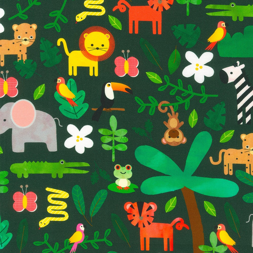 Sloths on pink cotton fabric - Rainforest Friends - Robert Kaufman