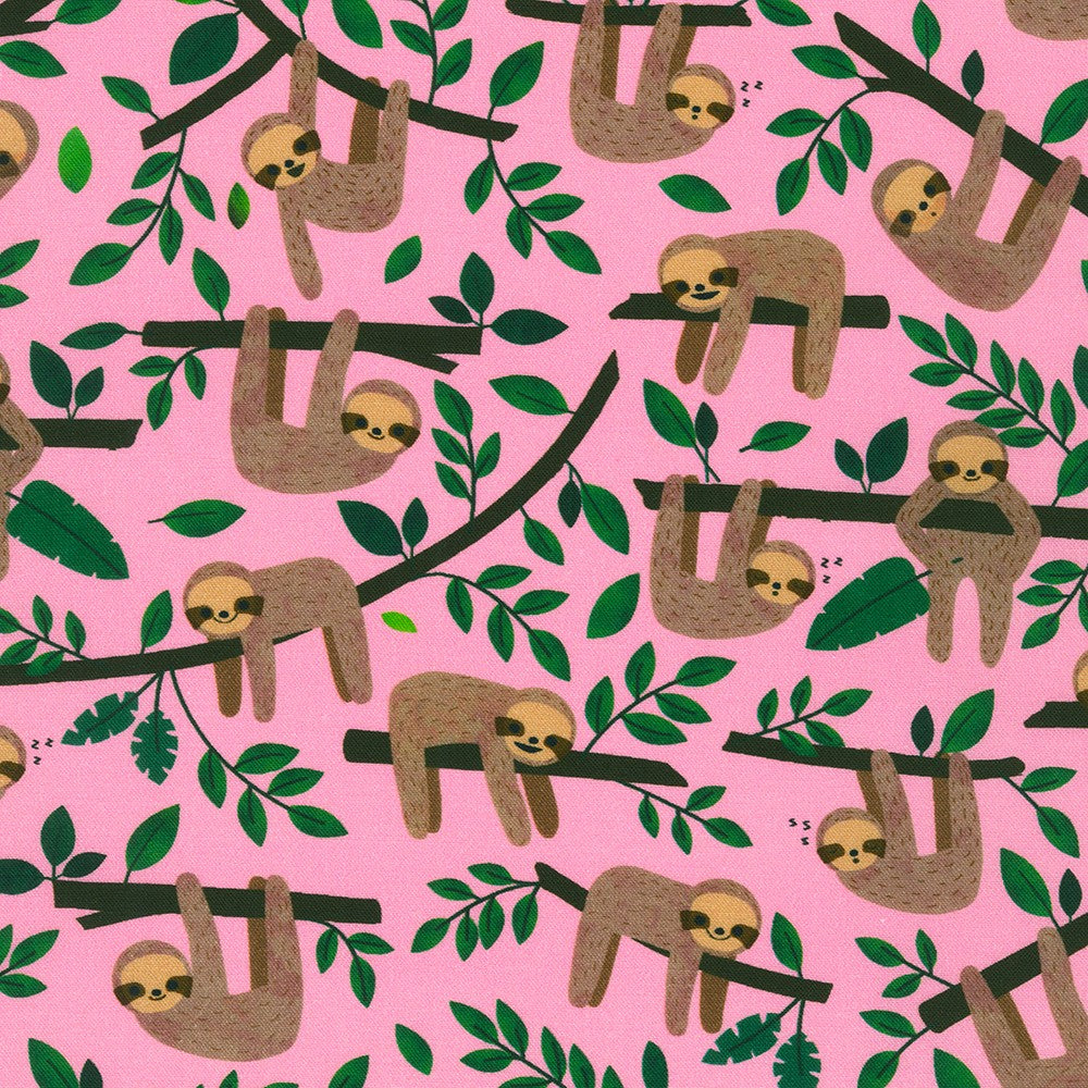 Monkeys on peach cotton fabric - Rainforest Friends - Robert Kaufman