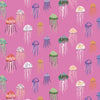 Jellyfish on pink cotton - Aquatic Paradise by Dashwood Studio