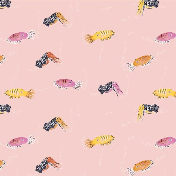 Cuttlefish on Light Pink cotton fabric - Aquatic Paradise by Dashwood Studio