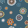 Scandi Flowers and Leaves on teal cotton fabric - Broderi by Dashwood Studio