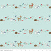 Tiny rows of rabbits, hedgehogs, birds and deer with strips of Christmas lights - Pixie Noel 2 by Riley Blake