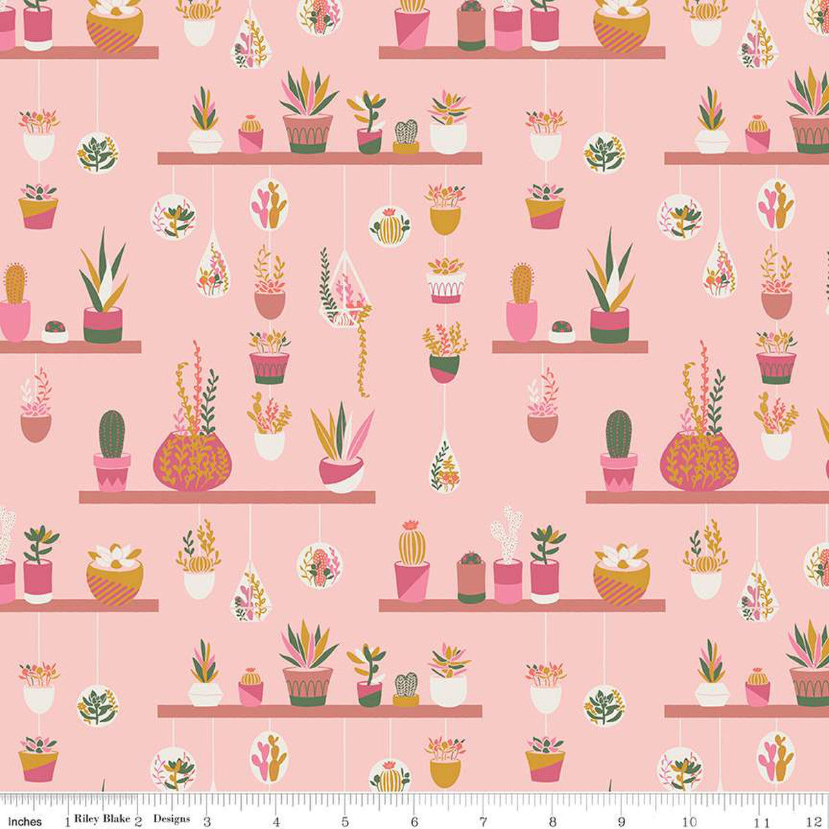 Succulents and cactus on cream cotton fabric - Arid Oasis - Riley Blake