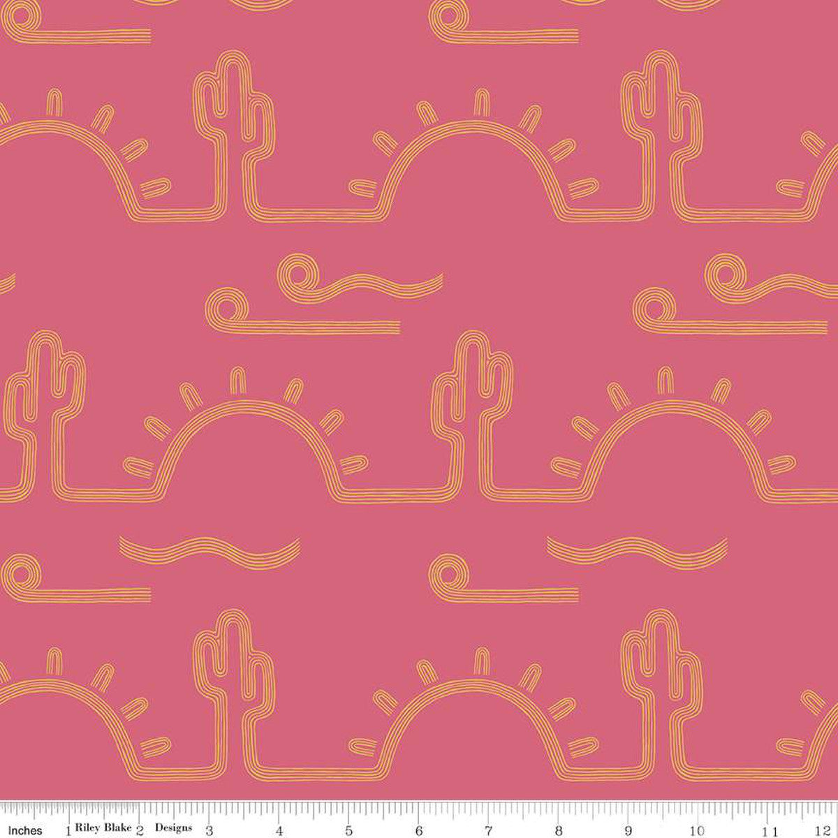 Succulents and cactus on cream cotton fabric - Arid Oasis - Riley Blake