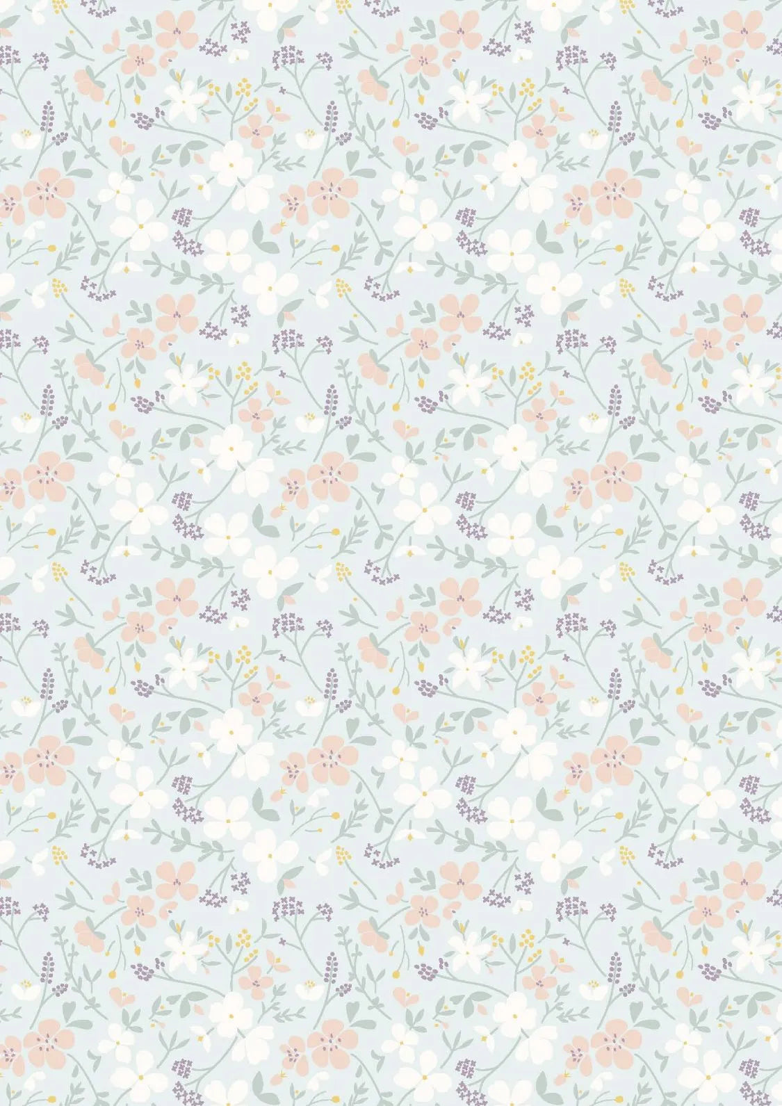 Pastel flowers on a duck egg blue cotton fabric - Heart of Summer by Lewis and Irene