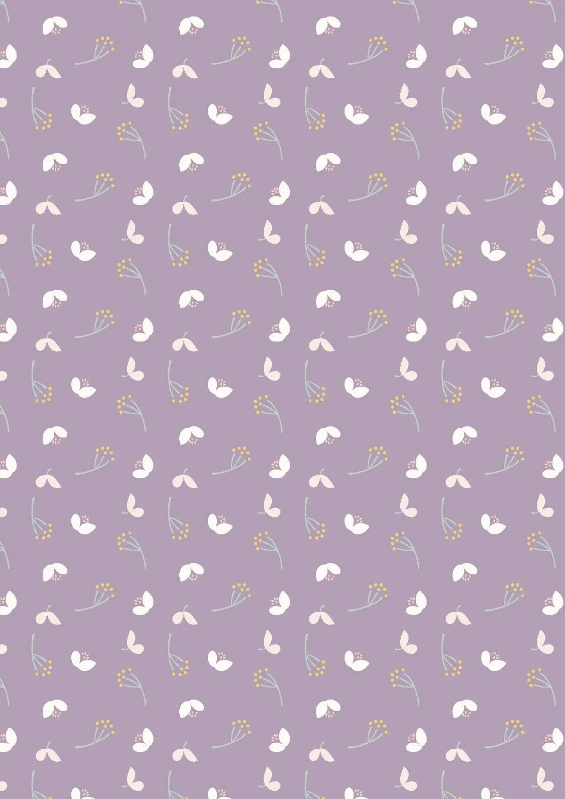 Petals Flowers on purple cotton fabric - Heart of Summer Lewis and Irene 