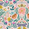 Butterflies, Dragonflies, Bugs on Coral Pink cotton fabric - Flutter By by Dashwood Studio