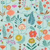 Climbing Flowers and Bees on Mint Green cotton fabric - Flutter By by Dashwood Studio