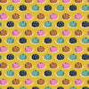 pink and blue snails on a mustard yellow cotton fabric Flutter By by Dashwood Studio