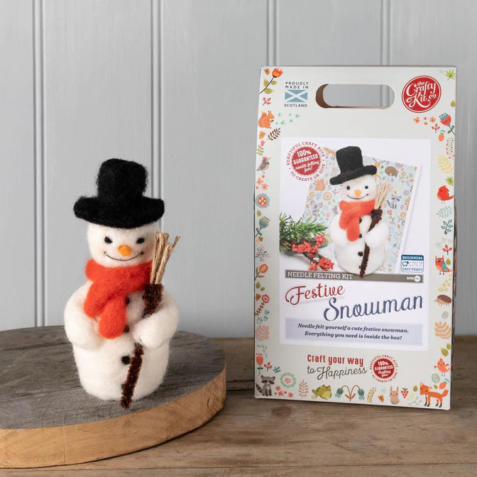 Festive White Snowman Needle Felting Kit - The Crafty Kit Co.