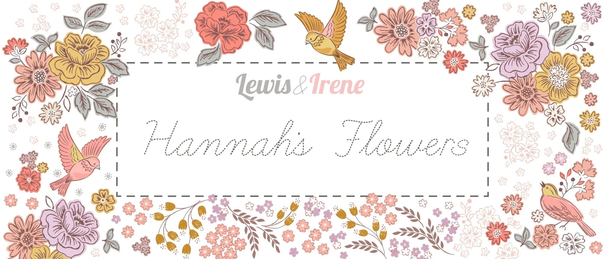 Tiny flowers on grey cotton fabric - Hannah's Flowers by Lewis & Irene