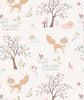 Foxes exploring the forest with pastel coloured trees and little birds on cream cotton fabric - Little Explorer by Craft Cotton Co.