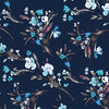 Light blue flowers on dark navy cotton lawn fabric - Flourish by Dashwood Studio