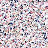 White cotton lawn with blue, red and brown speckles - Flourish by Dashwood Studio