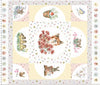 A very happy fox sits amongst the flowers on this country themed fabric panel - Bramble Patch by Maywood Studio