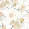 Swans and peach flowers on a pale cream 100% cotton fabric - New Beginnings by Dashwood Studio
