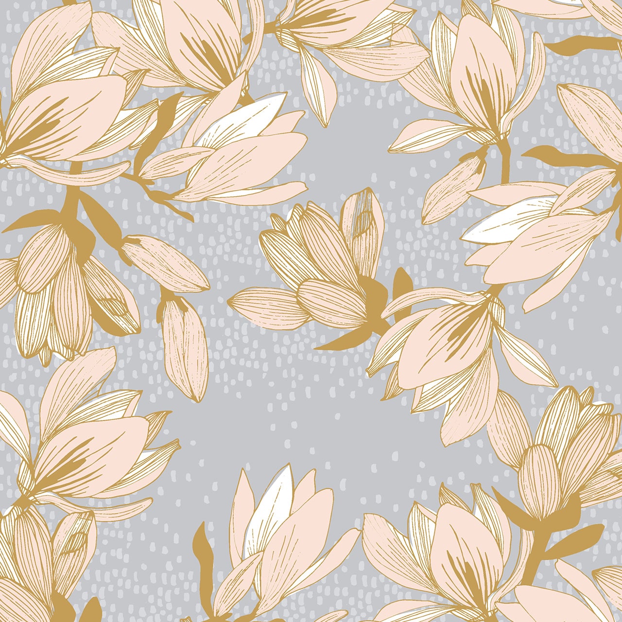 Peach floral cotton fabric - 'New Beginnings' by Dashwood Studio