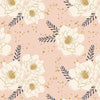 Cream flowers on a peach cotton fabric - New beginnings by Dashwood Studio