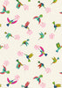 Daisies on coral fabric - 'Hibiscus Hummingbird' Lewis & Irene