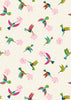 Load image into Gallery viewer, Pink hibiscus on dark pink cotton &#39;Hibiscus Hummingbird&#39; -Lewis &amp; Irene