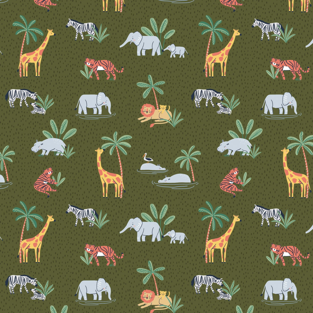 Tigers on navy cotton fabric - Safari Days - Dashwood Studio