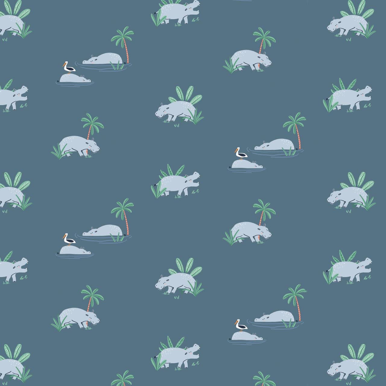 Tigers on navy cotton fabric - Safari Days - Dashwood Studio