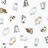 Cats on white cotton fabric by Sevenberry